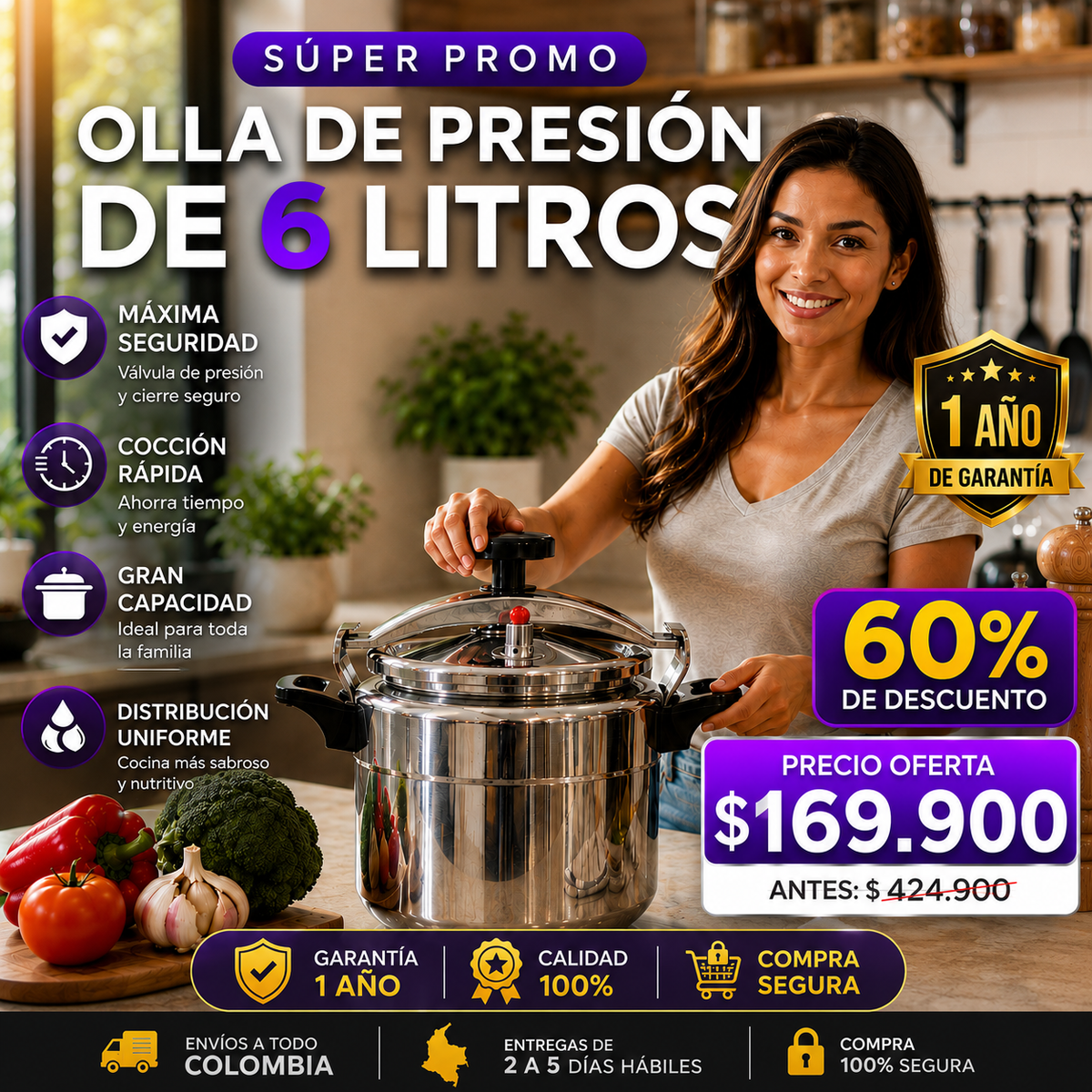 OLLA A PRESION 6 LITROS